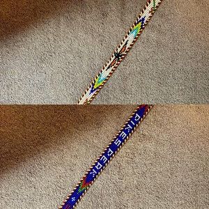 2 Vintage Beaded Leather Belts 36 inches long